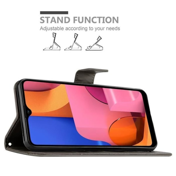 Coque - CADORABO - Samsung Galaxy A21 - Floral - Similicuir - Fällfunktion Grå