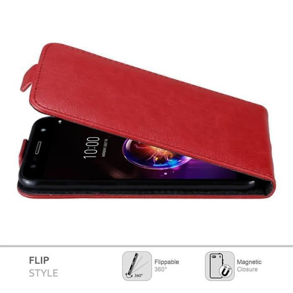 Coque - CADORABO - LG X POWER 3 - Syntetiskt läder - Röd - Magnetstängning Röd