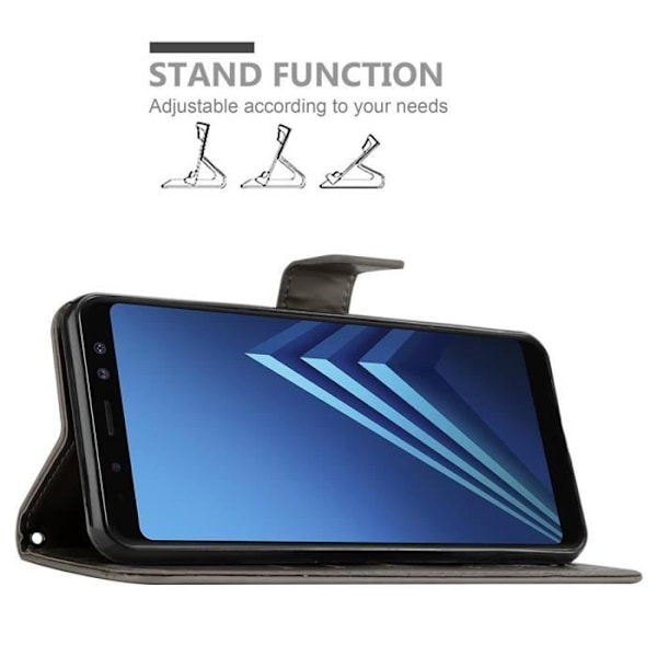 Cadorabo Fodral för Samsung Galaxy A8 2018 i BLOMMAGRÅT Skalskydd Blommor Blommig grå