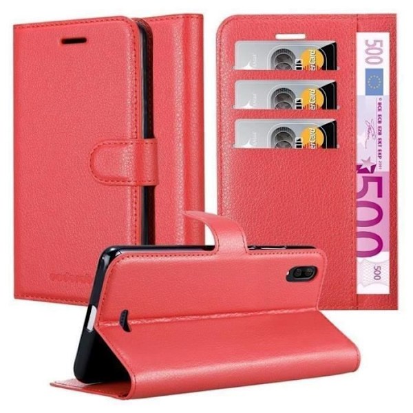 Fodral till WIKO Y80 - CADORABO - Röd - Imiterat läder - Stativfunktion - Kortfack Röd