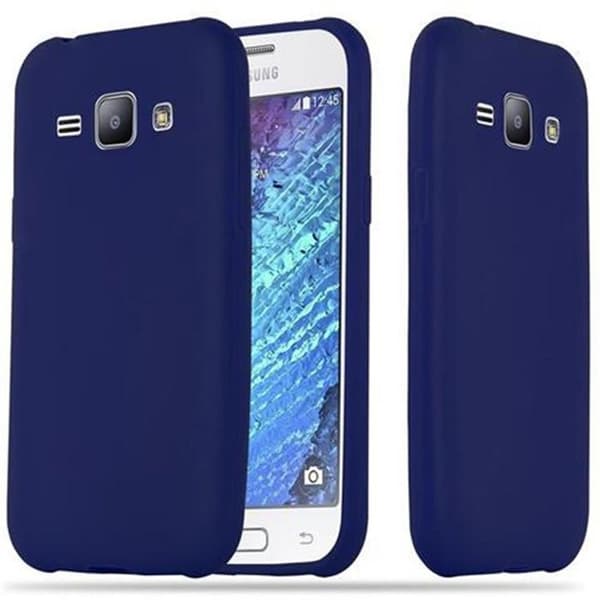 Skyddsfodral för Samsung Galaxy J1 2015 CANDY MÖRKBLOMMA Stötsäker Silikon Blå