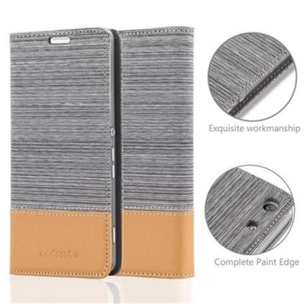Etui Cadorabo Sony Xperia M5 i Ljust Gråbrunt Syntetiskt Läder med Ställning och Kortfack Ljusgrå, brun