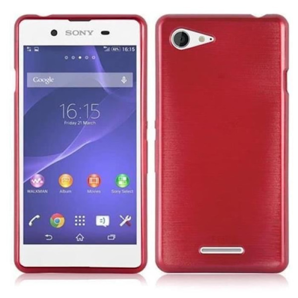 Sony Xperia E3-fodral i CHERRY RED från Cadorabo (BORSTAD METAL Design) Ultratunt mjukt silikongel TPU-fodral med