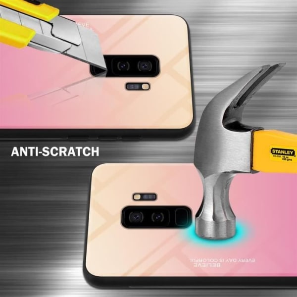 Coque - CADORABO - Samsung Galaxy S9 PLUS - Bicolor Gul/Rosa - TPU-skydd - Halkfri Gul, Rosa