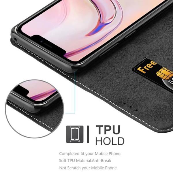 Coque - CADORABO - iPhone 13 MINI - Syntetiskt läder Svart Brun - Magnetisk Stängning - Ställfunktion SVART BRUNT