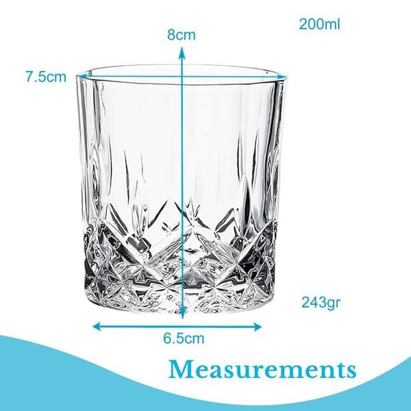 Set med 6 kristallvattenglas 200 ml, eleganta dricksglas, glasart, stilfull service