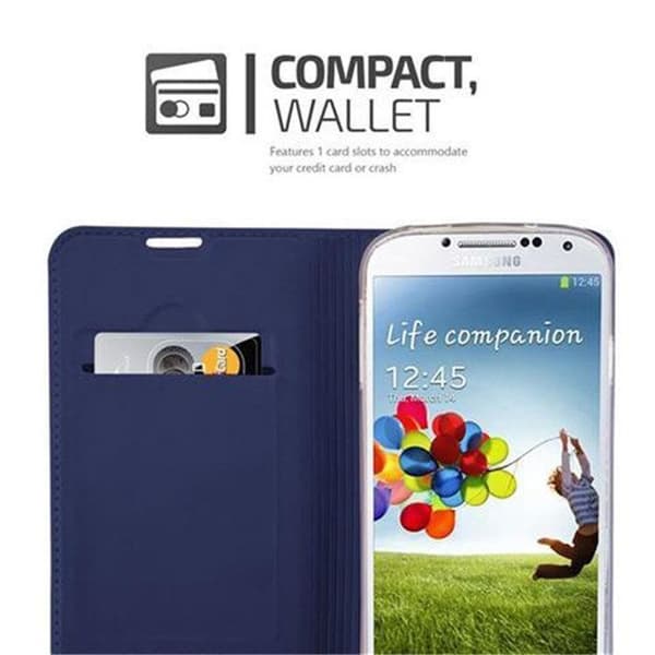 Flip-fodral för Samsung Galaxy S4 i MÖRKBLAU CLASSY Plånbok Stötsäker Blå