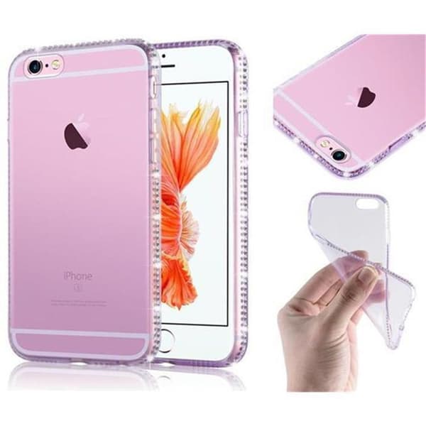 Skal för iPhone 6 / 6S i TRANSPARENT LILA Strassad Design