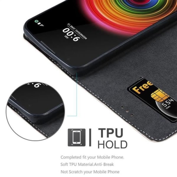 Coque plånbok - CADORABO - LG X Power - Syntetläder - Magnetstängning - 360° lock Svart