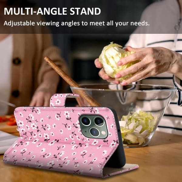 Etui för iPhone 11 PRO MAX Fodral med lock i Blomregn Nr. 6 Skydd Plånbok Ros