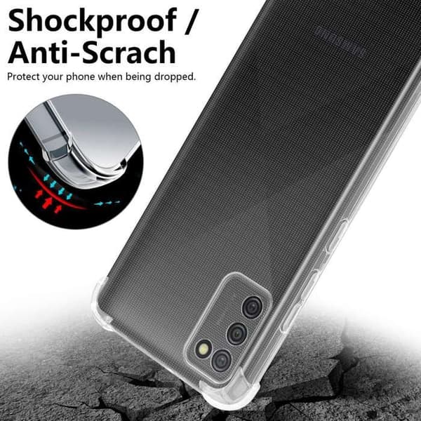 Transparent stötsäker silikonfodral för Samsung Galaxy A02s Vit