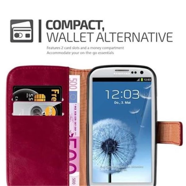 Samsung Galaxy S3 - S3 NEO-fodral i KÖRSBÄRSRÖTT från Cadorabo (LUXURY Design) Helt skyddsfodral med flipflik och