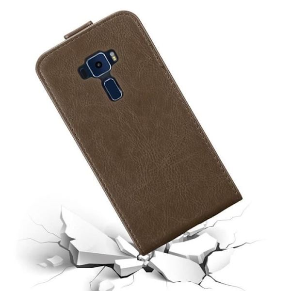 Coque - CADORABO - Asus ZenFone 3 - Syntetiskt läder - Magnetisk stängning - Fullständigt skydd kastanj