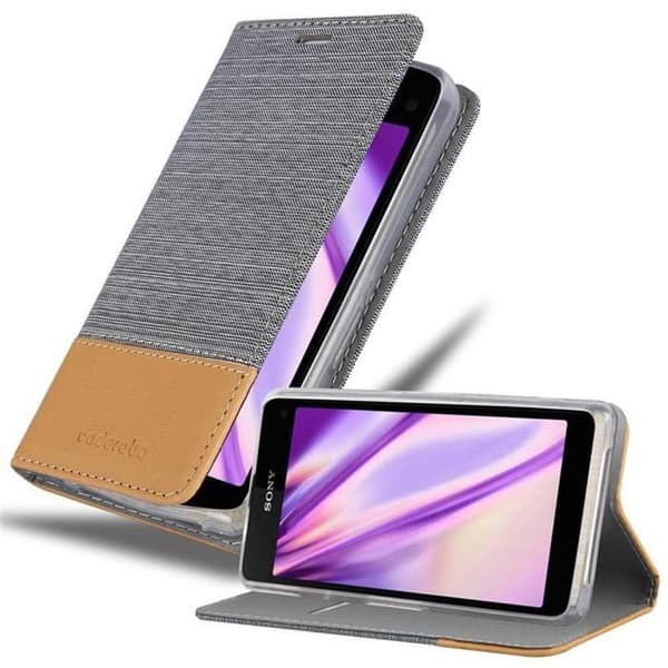 Skyddsfodral för Sony Xperia Z1 COMPACT i LJUST GRÅ BRUN Stötskyddande Etui Grå