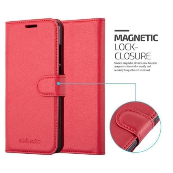 Coque - CADORABO - Huawei P20 - Similicuir - Röd - Ställfunktion och Fack för Kort Röd