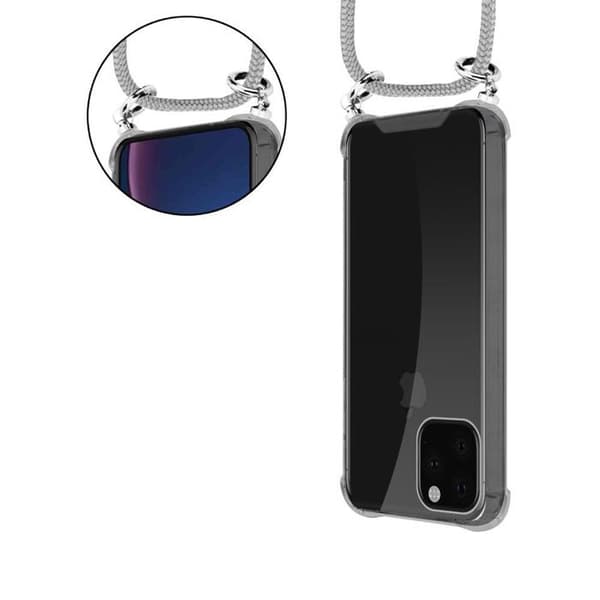 iPhone 11 PRO MAX fodral med axelrem i GRÅSILVER med justerbar snodd Grå