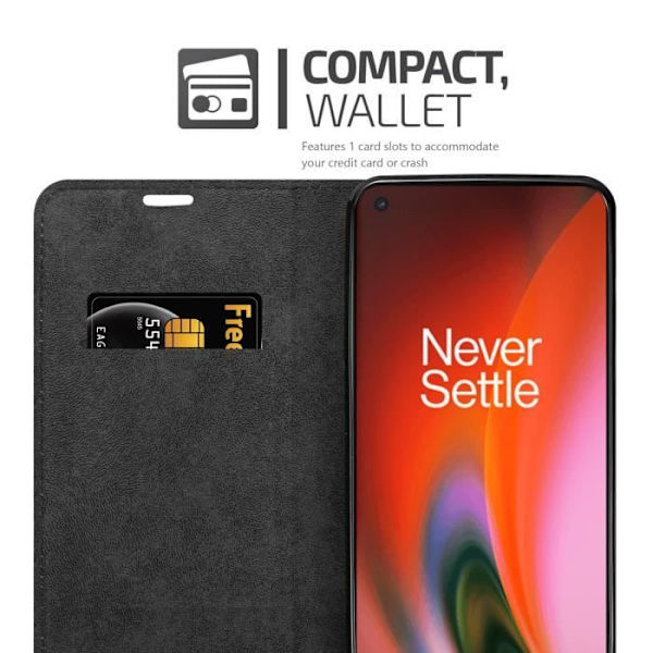 Coque - CADORABO - OnePlus Nord 2 5G - Svart Natt - Bokstilstui - Magnetiskt skydd NATTSVART