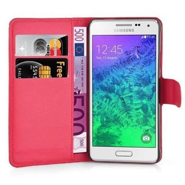 Cadorabo Samsung Galaxy ALPHA RÖD Fodral Cover Fullt skydd Magnetisk spänne Stöder stativkortplats