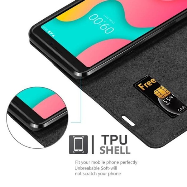 Coque - CADORABO - WIKO Y60 - Svart - Magnetisk - Horisontell Ställning - Kortfäste Svart