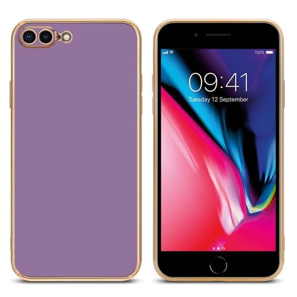 Fodral för iPhone 7 PLUS / 7S PLUS / 8 PLUS Glansig Lila - Guld med skydd för kamera Violett