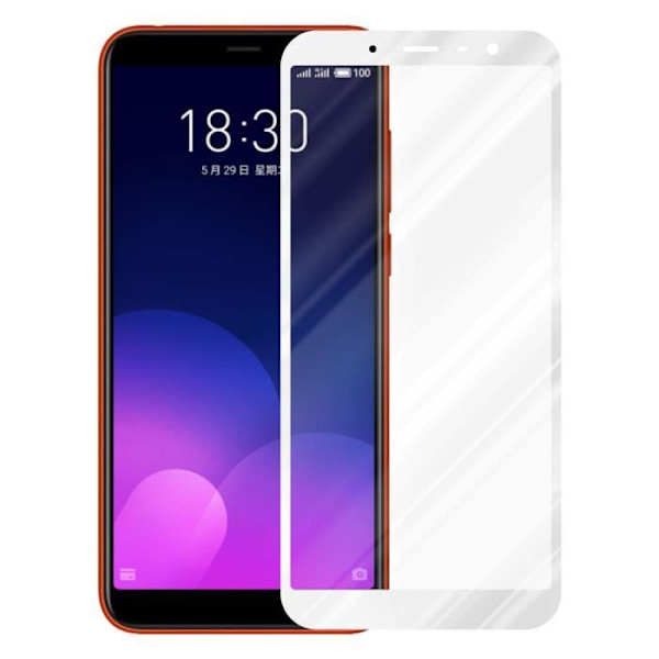 Skärmskydd - CADORABO - MEIZU M6T - Härdat glas - Fullständigt skydd - Reptålig vit svart