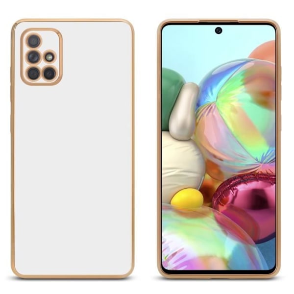 Fodral för Samsung Galaxy A51 4G / M40s Fodral i glansigt vitt - guld Silikon TPU fodral och kameraskydd Vitt guld