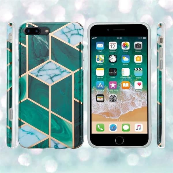 Skal för iPhone 7 PLUS / 7S PLUS / 8 PLUS i Marmor Guld Vit Mörkgrön Nr. 6 Skyddsetui Grön