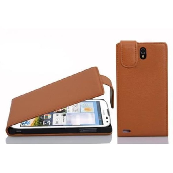 Cadorabo Huawei ASCEND G610 DESIGN FLIP Style Fodral Fodral i konstläder Struktur HAZEL BRUN