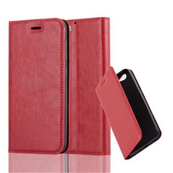 HTC ONE A9S Fodral i APPLE RÖD från Cadorabo (INVISIBLE MAGNETIC CLOSURE Design) Helt skyddsfodral med flip flik