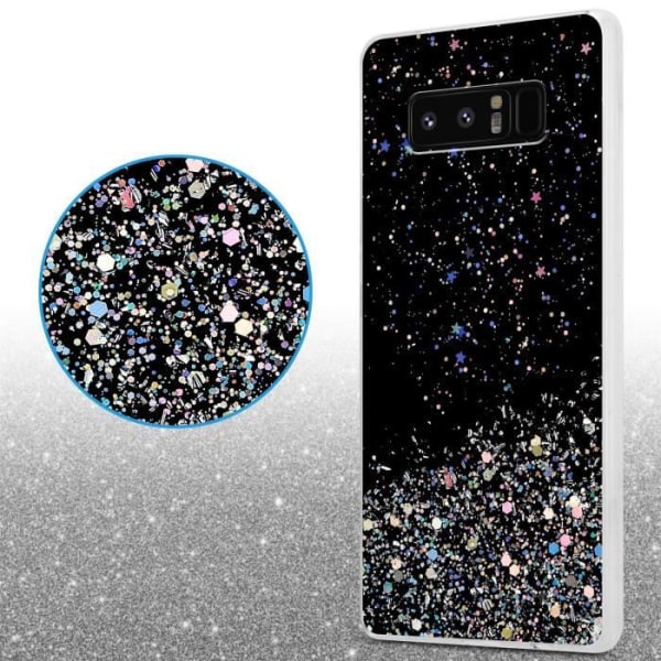 Fodral för Samsung Galaxy NOTE 8 i svart med glitter Cadorabo skal Skyddande silikon flexibel TPU