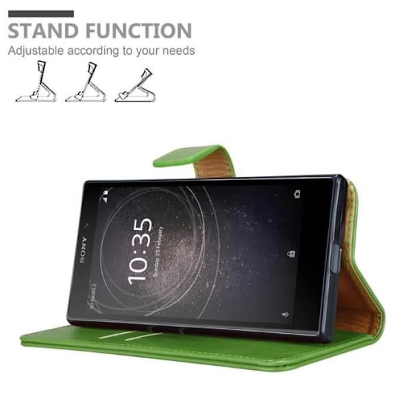 Fodral - CADORABO - Sony Xperia L2 - Läderimitation - Grön - Horisontell stativfunktion Grön