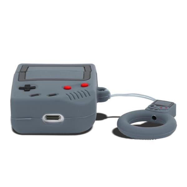 Fodral för AirPod 1 & 2 Retro Spel Design Grå Silikon Fodral 3D Nyckelring Grå