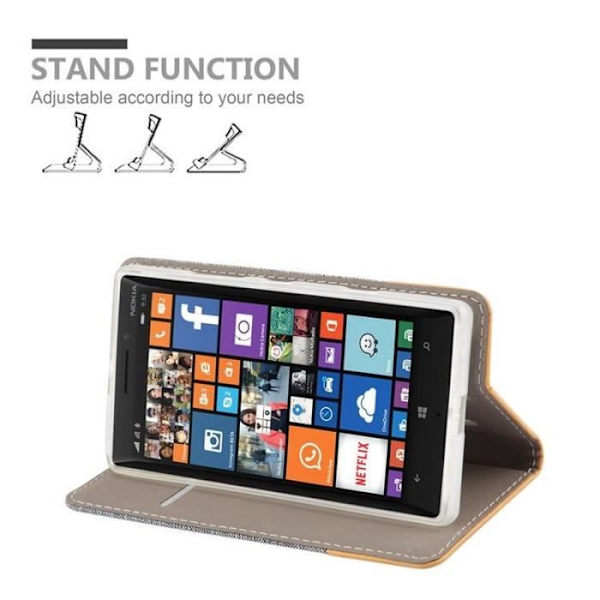 Nokia Lumia 930 Fodral i LJUSGRÅ BRUNT från Cadorabo (TYG-LÄDER FAUX Design) Helt skyddsfodral med Flip Flip