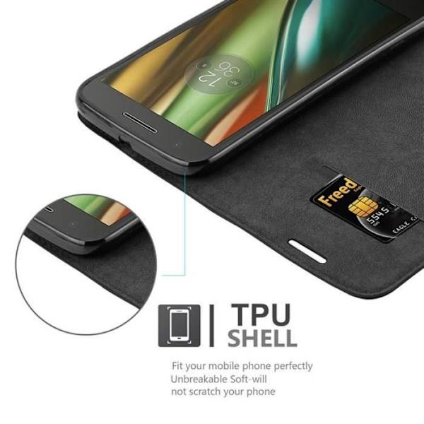 Lenovo (Motorola) MOTO E3 Fodral i NIGHT BLACK från Cadorabo (INVISIBLE MAGNETIC CLOSURE Design) Fullt skyddsfodral med
