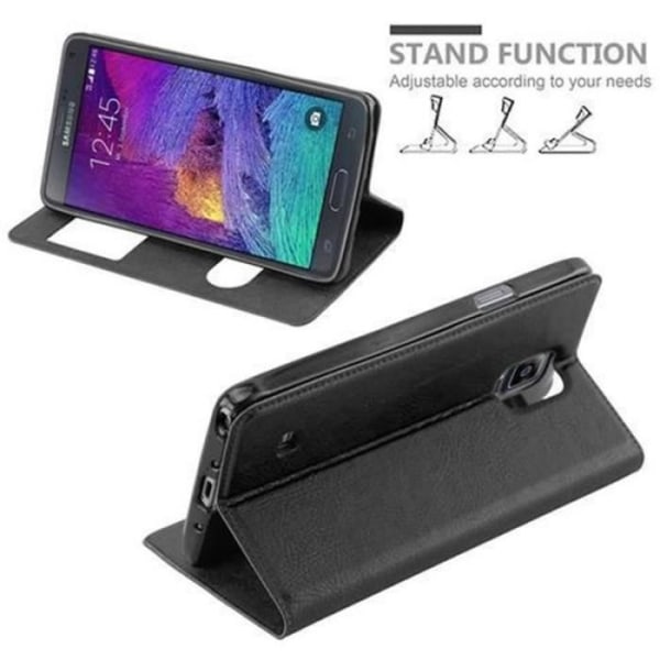 Samsung Galaxy NOTE 4-fodral i COMET BLACK av Cadorabo (Design VIEW) Fullt skyddsfodral med flipskydd, stativ
