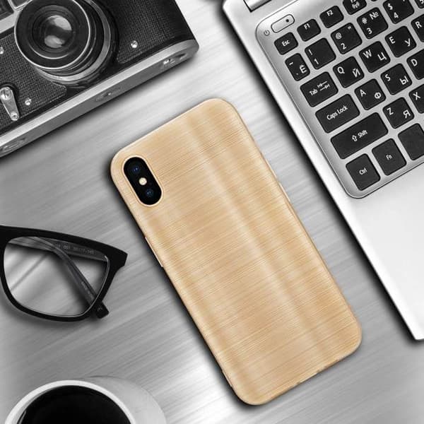 iPhone XS MAX Fodral Borstad Guld Kameraskydd Gul