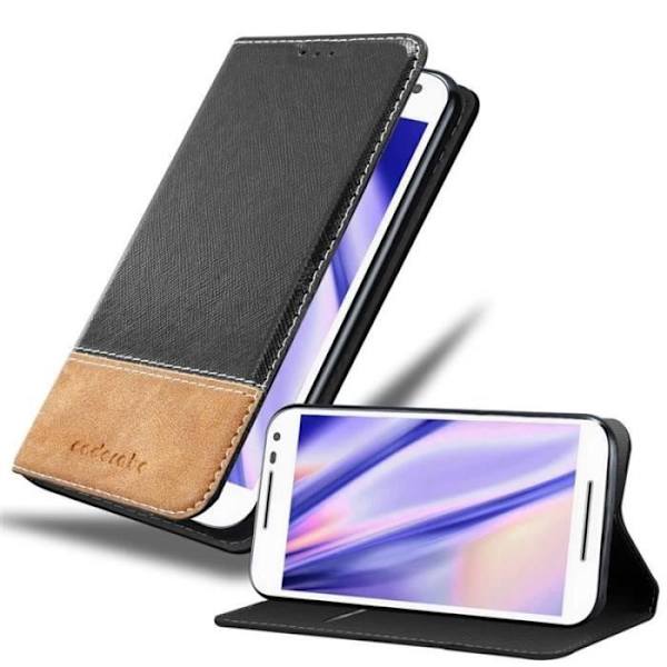 Plånboksfodral - CADORABO - Motorola MOTO G3 - Syntetiskt läder - Brun - Osynlig magnetisk stängning kastanj