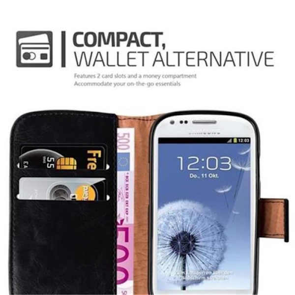 Samsung Galaxy S3 MINI Fodral i JET BLACK från Cadorabo (LYXdesign) Helt skyddsfodral med flip flik och stativ