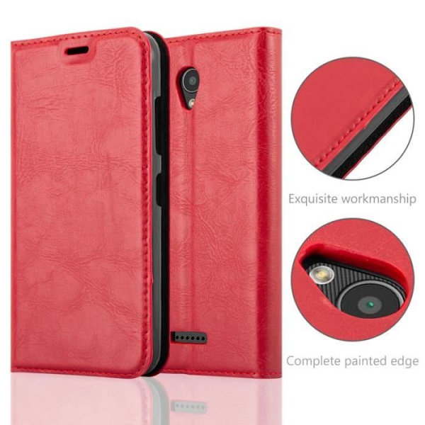 Lenovo A PLUS-fodral i APPLE RED från Cadorabo (INVISIBLE MAGNETIC CLOSURE Design) Helt skyddsfodral med flipflik