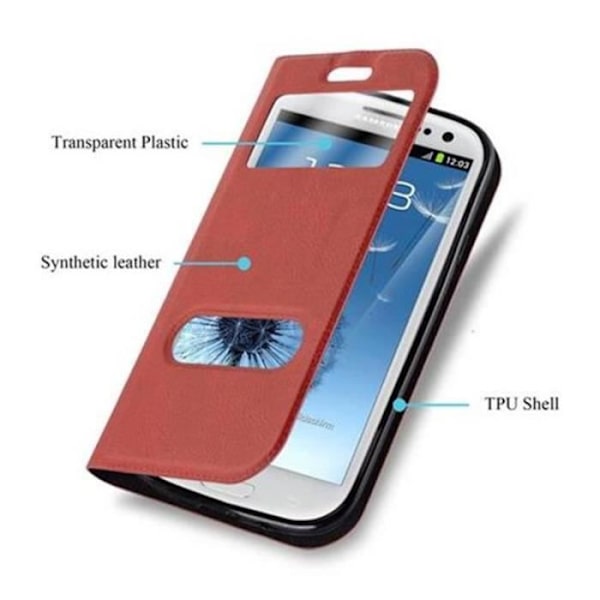 Samsung Galaxy S3 - S3 NEO-fodral i SAFFRANSRÖTT från Cadorabo (Design VIEW) Helt skyddsfodral med flipflik, stativ