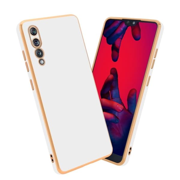 Fodral för Huawei P20 PRO / P20 PLUS Glansig Vit - Guld med skydd för kamera Vit