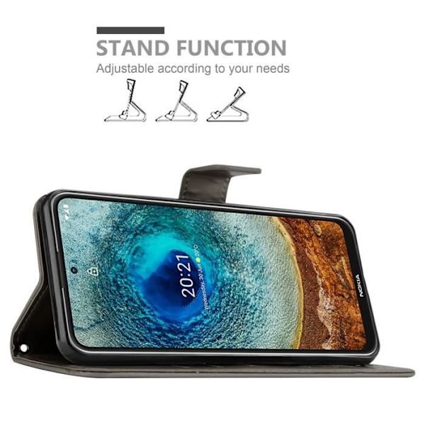 Coque för Nokia X10/X20 - CADORABO - Grå Blommig - Syntetiskt läder - Magnetisk Stängning - Ställfunktion Blommig grå