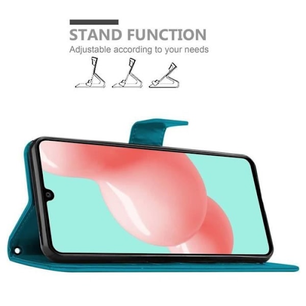 Fodral - CADORABO - Samsung Galaxy A41 - Blommigt konstläder - Magnetisk stängning - Praktiskt stöd Blå