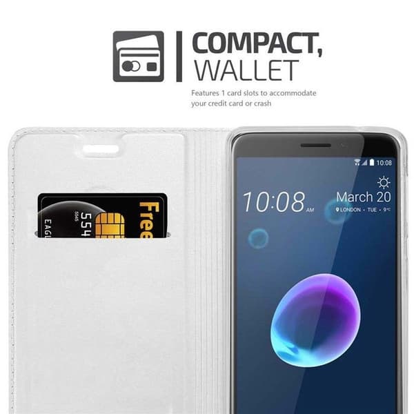 Flip-fodral för HTC Desire 12 Etui i KLASSISK SILVER Plånbok Stötsäker Grå