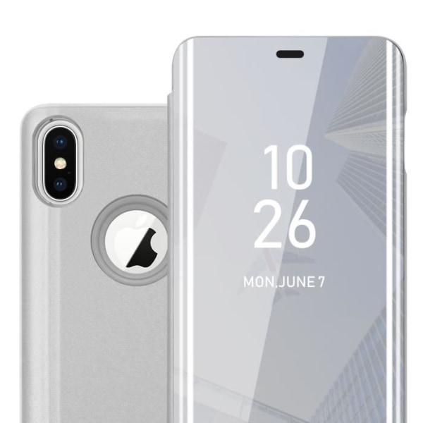 Coque - CADORABO - iPhone X / XS - Clear View - Silver - 360 graders skydd Pengar