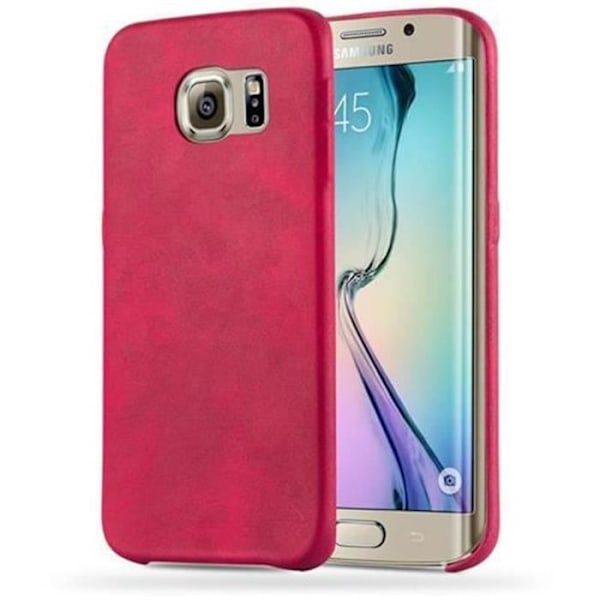 Coque - CADORABO - Samsung Galaxy S6 EDGE - Vintage Röd - Similskinn - Solid Skydd Röd