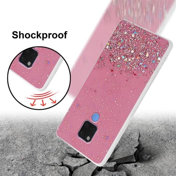 Skal för Huawei MATE 20 Rosa med Glitter Skydd Design Glittrig Ros