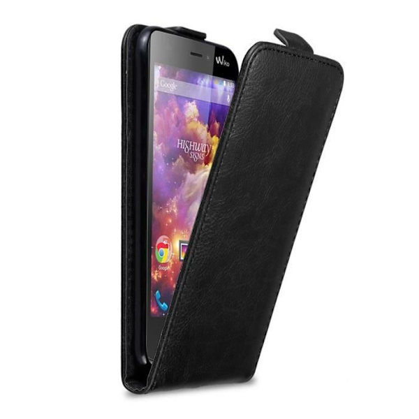 Fodral - CADORABO - Wiko HIGHWAY - Smidigt konstläder - Elegant flip - Jet black KOLSVART