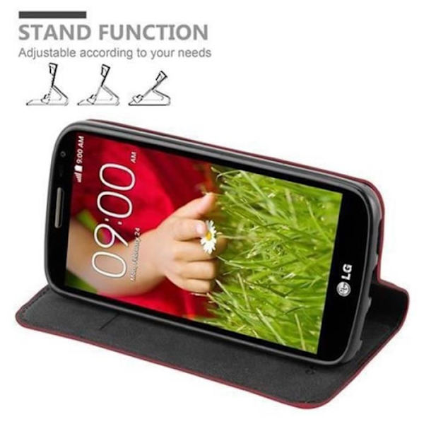 LG G2 MINI Fodral i APPLE RED från Cadorabo (INVISIBLE MAGNETIC CLOSURE Design) Helt skyddsfodral med Flip Flip