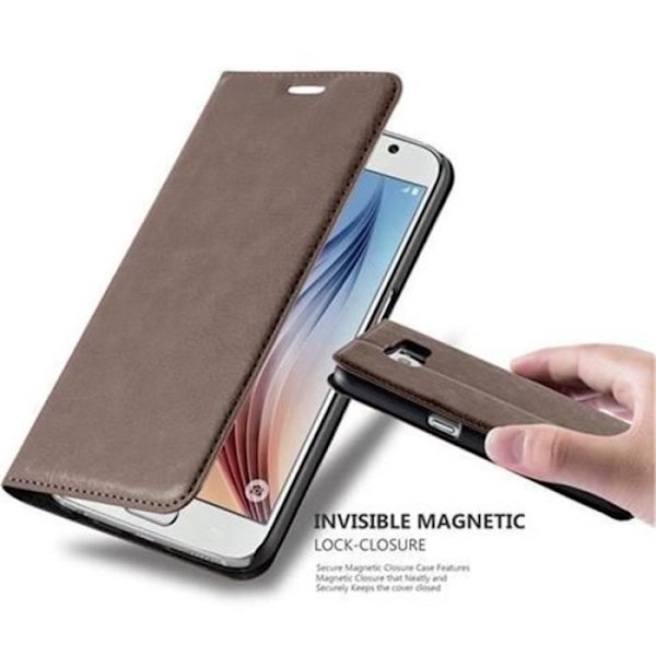 Cadorabo Samsung Galaxy S6-fodral KAFFEBRUNT, Osynlig magnetisk stängning Fodral-fodral stöder stativ och kortplats